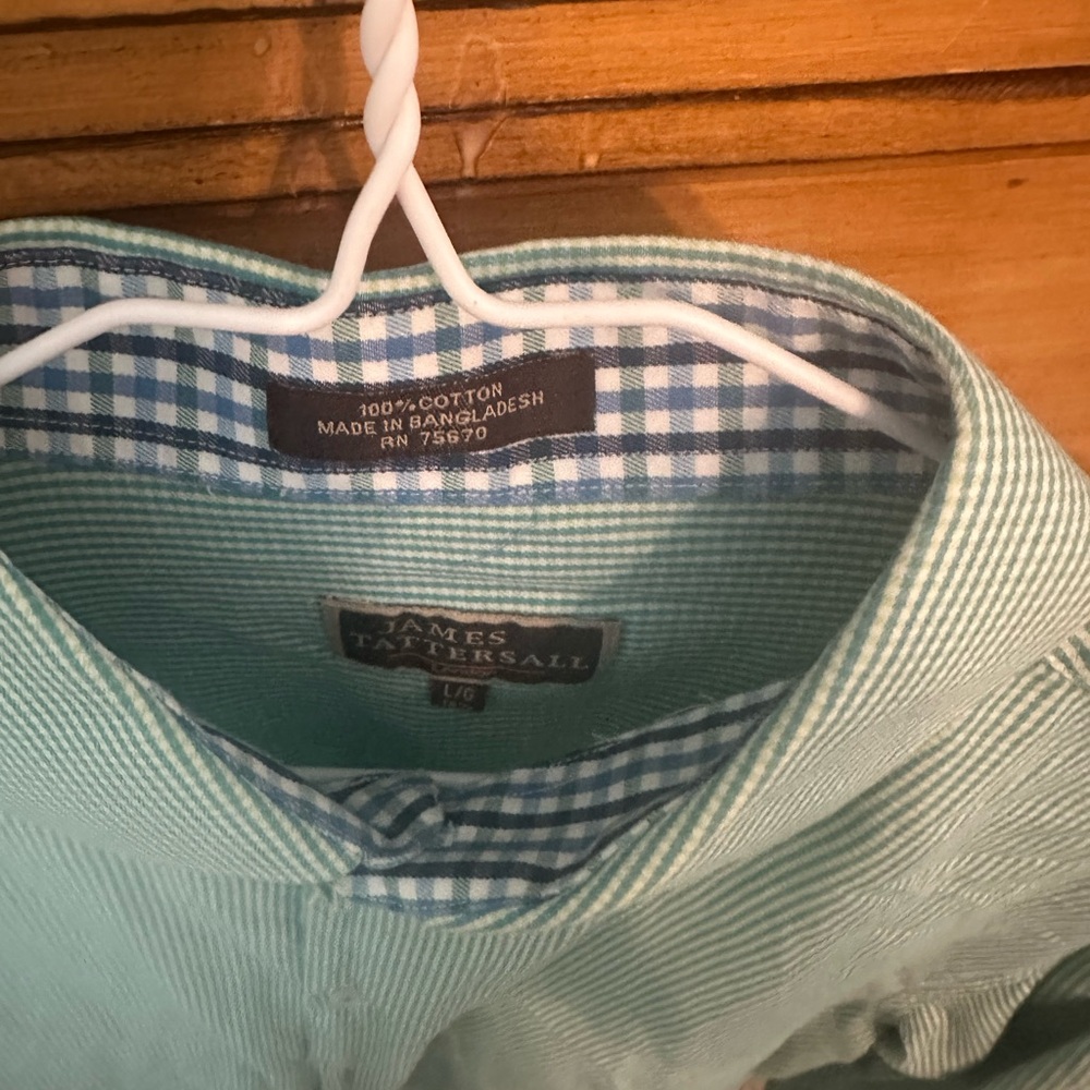 Men’s James Tattersall London 
Green and white Dress shirt - Picture 6 of 6
